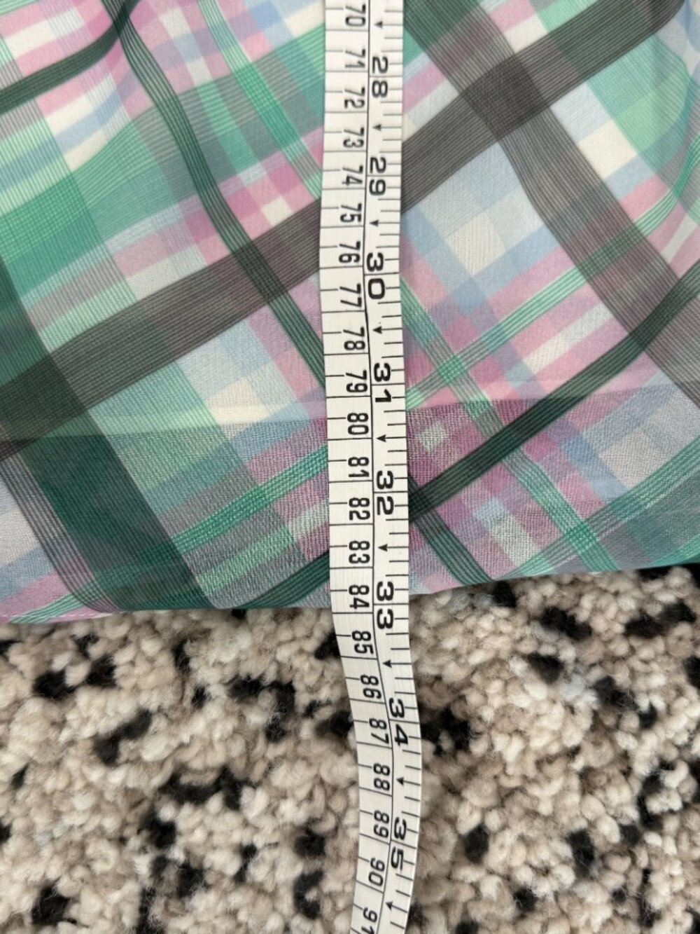 Ann Taylor Plaid Flutter Sleeve Drop Waist Dress Size 2 Green Pink Sheer - Picture 6 of 8